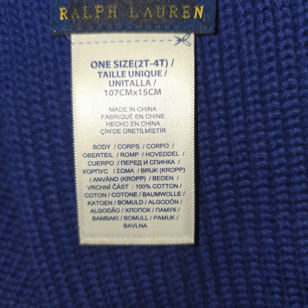 Polo Ralph Lauren Toddler Size 2T-4T Scarf Navy Blue w/ White POLO Kids Boy Girl